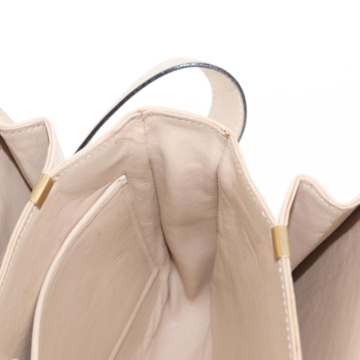 CELINE Horse Carriage Shoulder Bag Leather Cream Gold Auth ki6167
