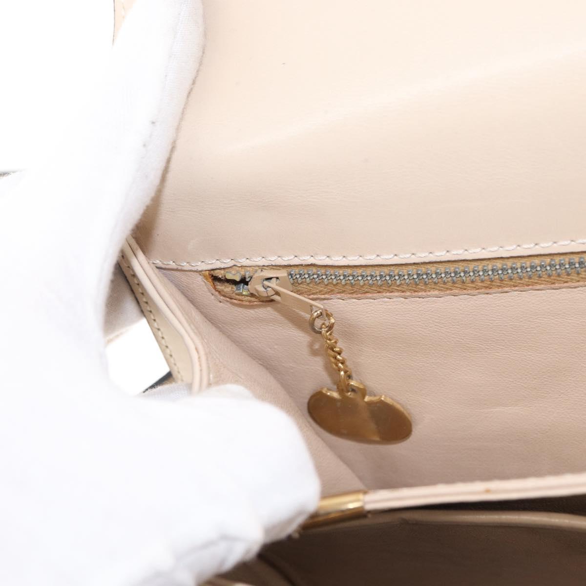 CELINE Horse Carriage Shoulder Bag Leather Cream Gold Auth ki6167