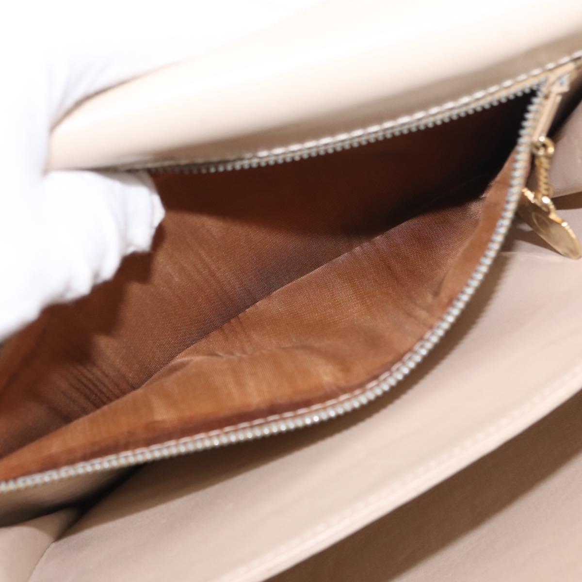 CELINE Horse Carriage Shoulder Bag Leather Cream Gold Auth ki6167