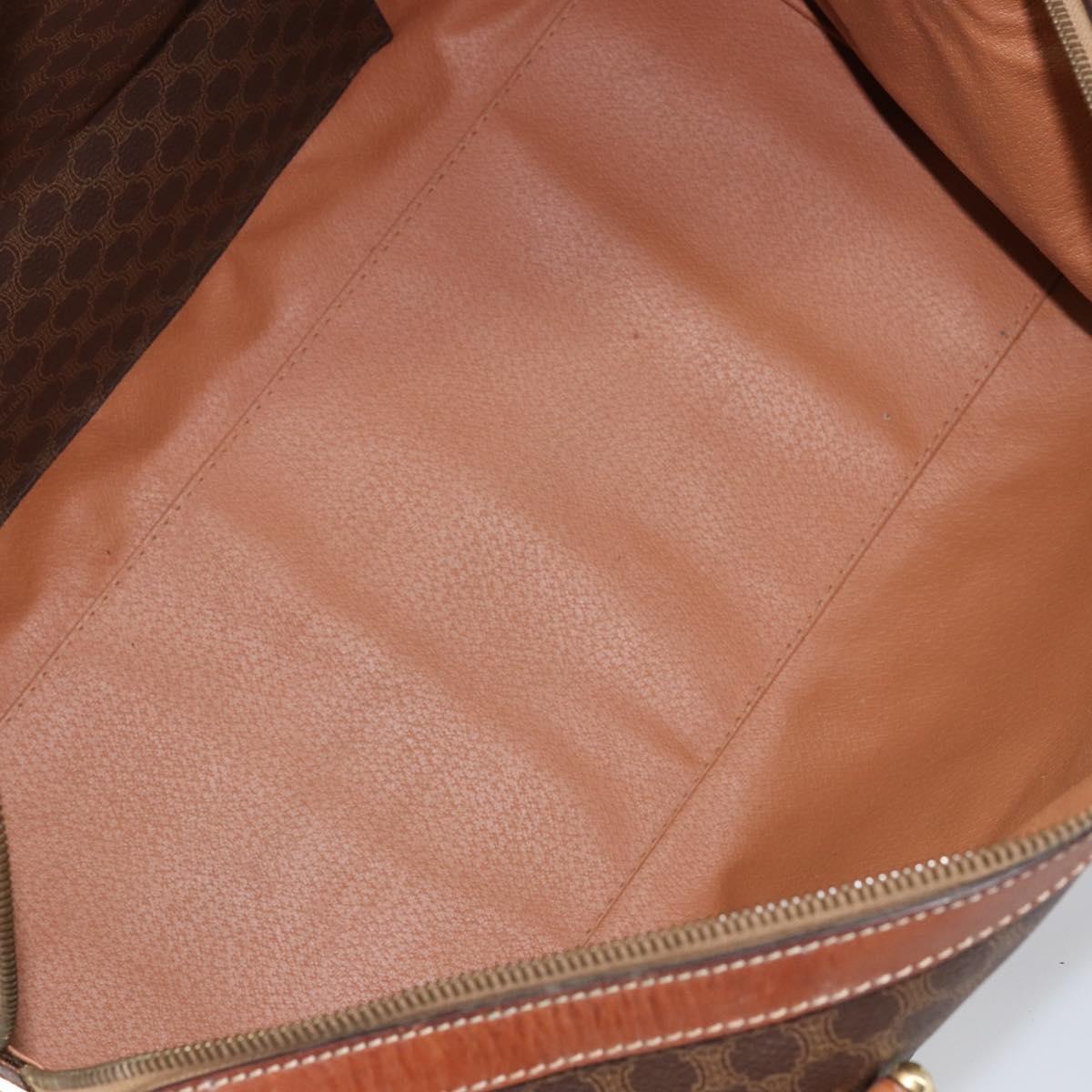 CELINE Macadam Canvas Boston Bag PVC Brown Gold Auth ki6169