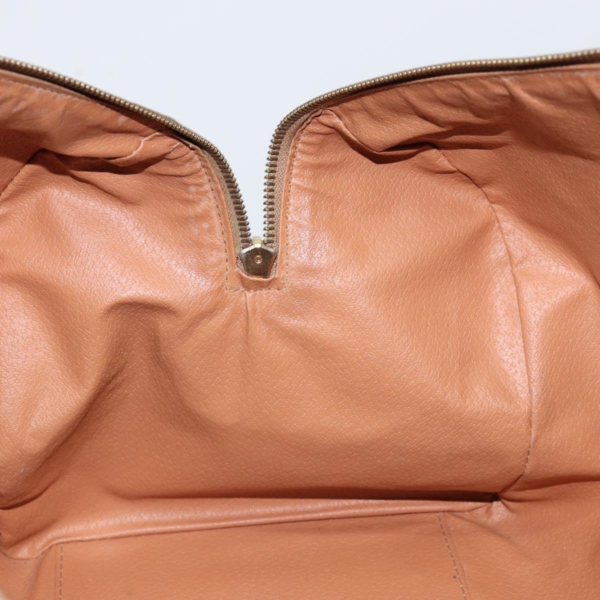 CELINE Macadam Canvas Boston Bag PVC Brown Gold Auth ki6169