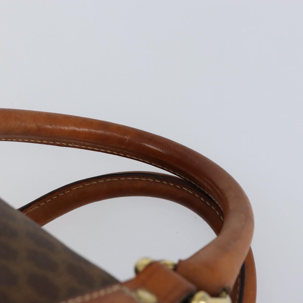 CELINE Macadam Canvas Boston Bag PVC Brown Gold Auth ki6169