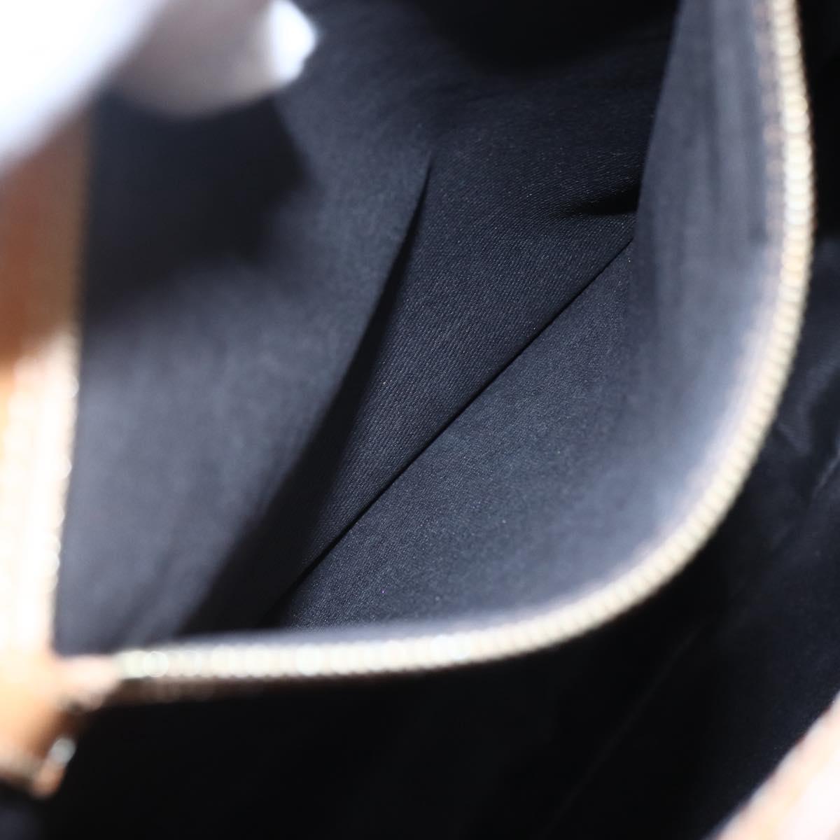 CELINE Macadam Canvas Hand Bag PVC Leather Brown Gold Auth ki6170