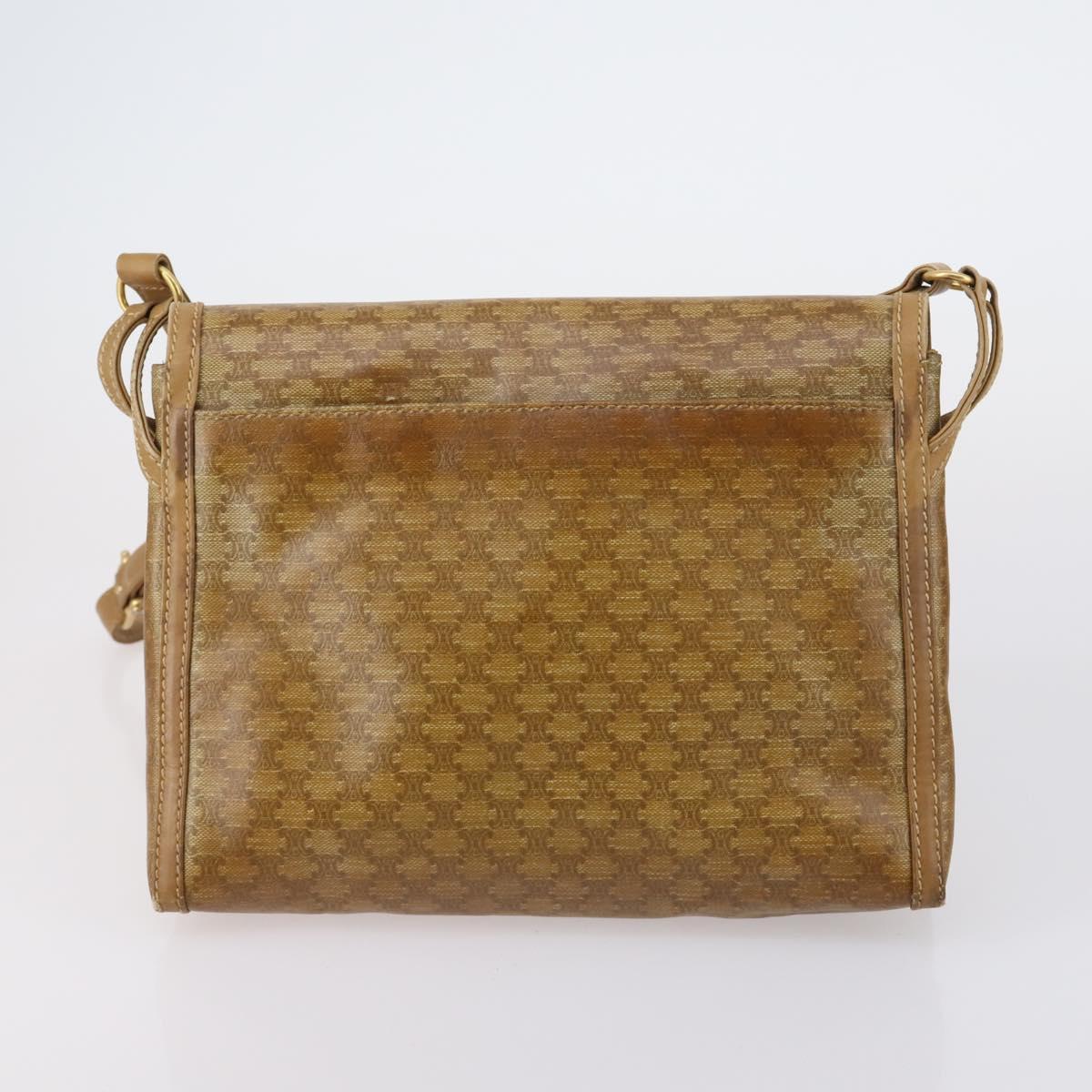 CELINE Macadam Canvas Shoulder Bag PVC Leather 5 Set Brown Beige Auth ki6173