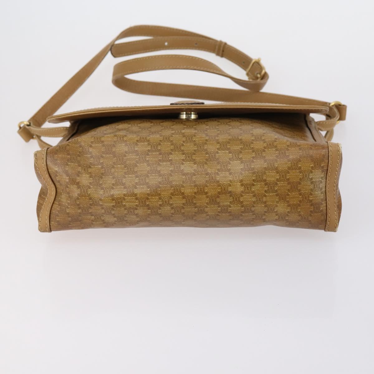 CELINE Macadam Canvas Shoulder Bag PVC Leather 5 Set Brown Beige Auth ki6173