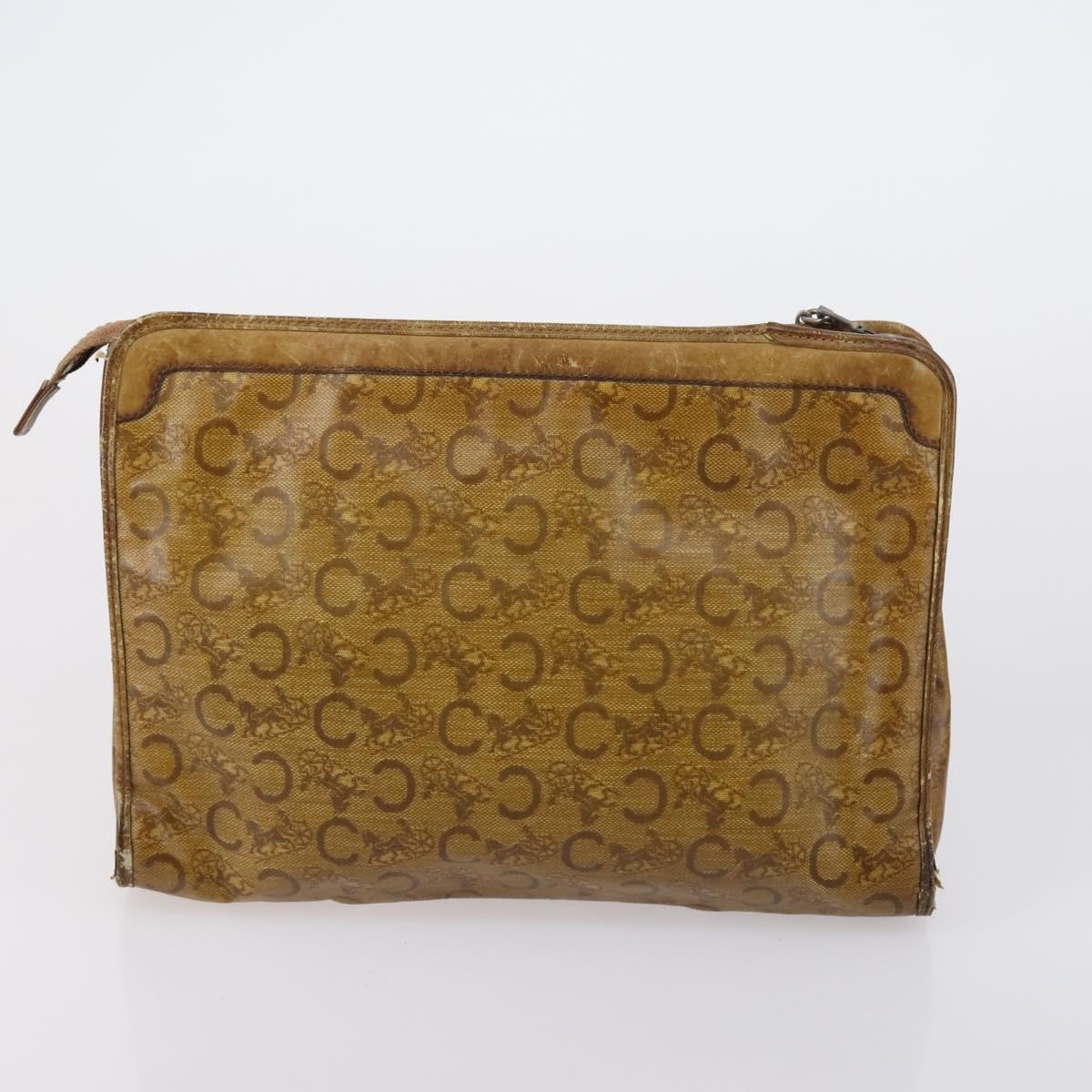 CELINE Macadam Canvas Shoulder Bag PVC Leather 5 Set Brown Beige Auth ki6173