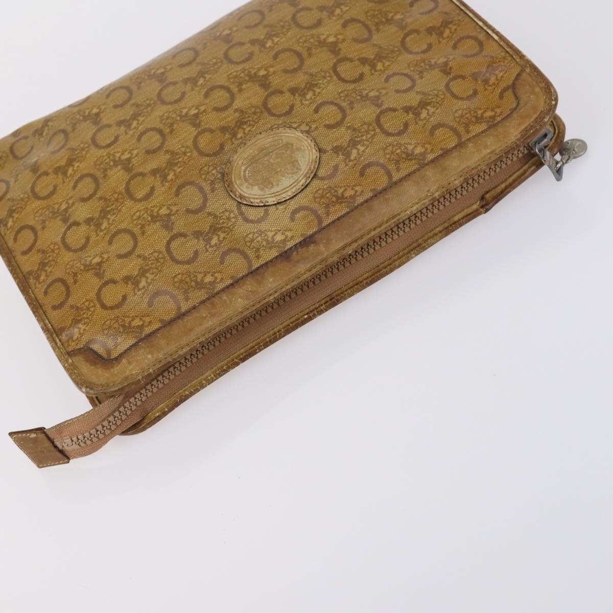 CELINE Macadam Canvas Shoulder Bag PVC Leather 5 Set Brown Beige Auth ki6173