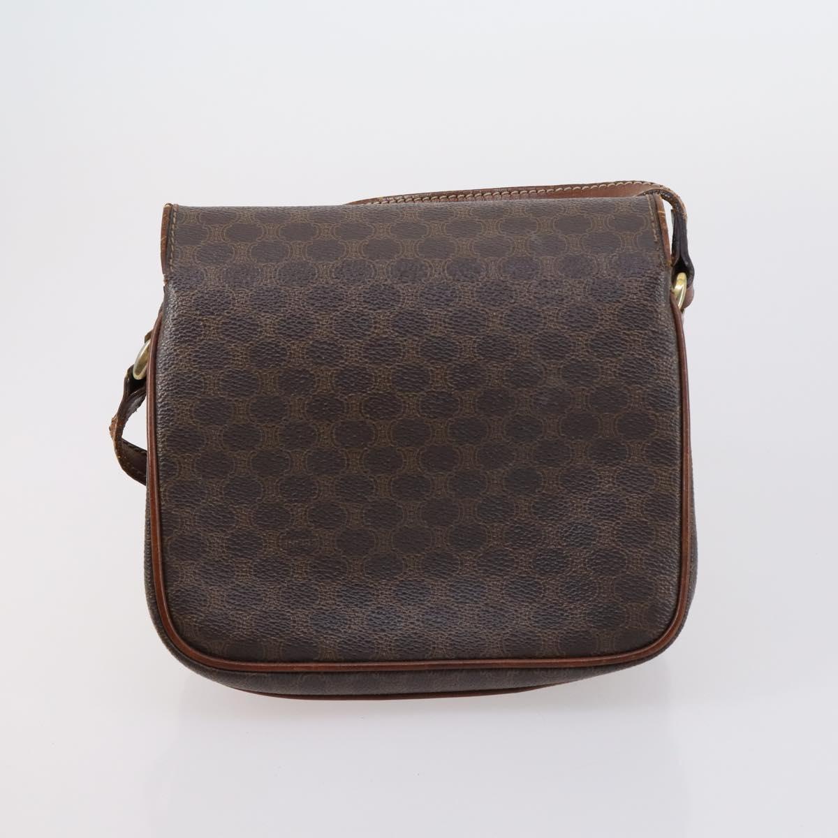 CELINE Macadam Canvas Shoulder Bag PVC Leather 5 Set Brown Beige Auth ki6173