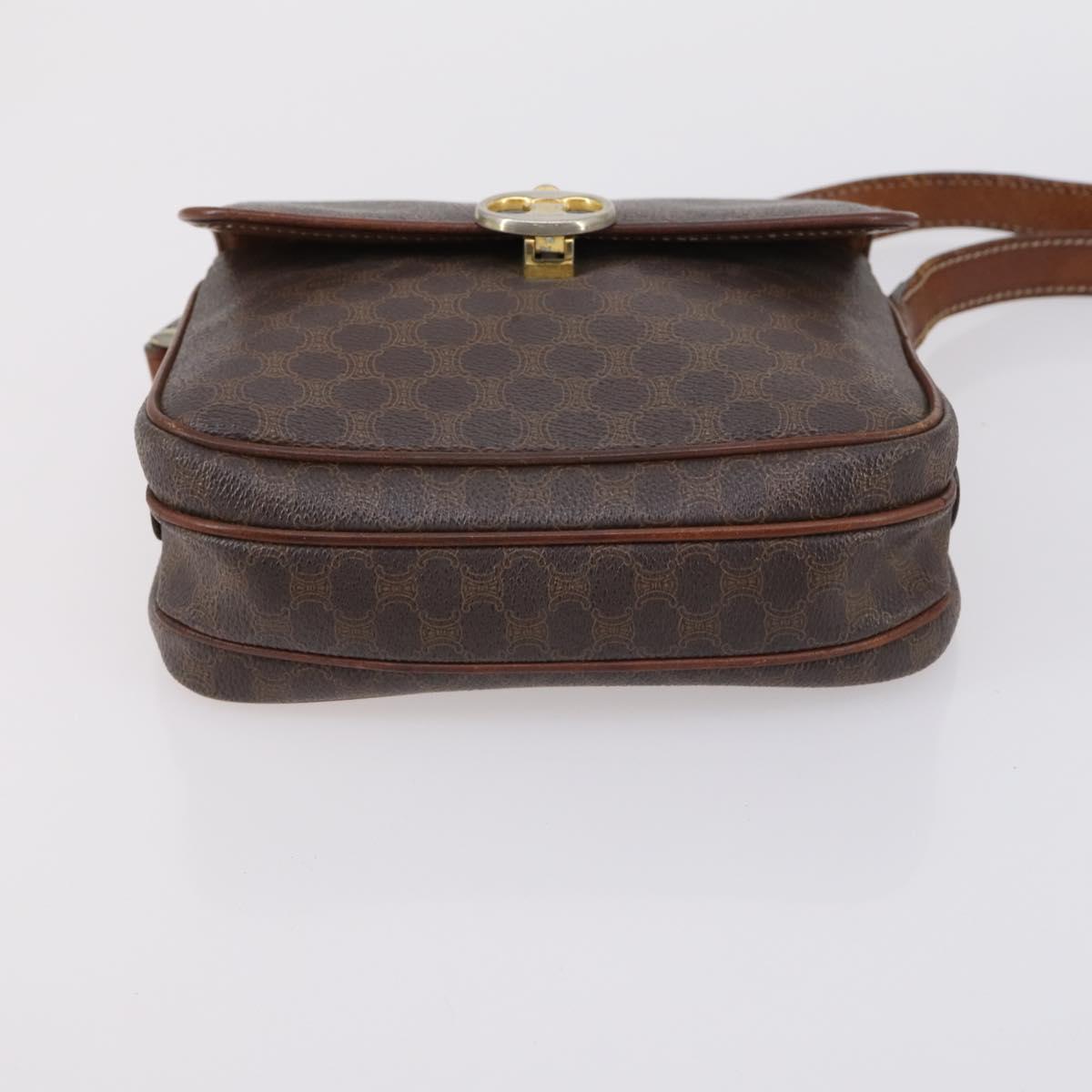 CELINE Macadam Canvas Shoulder Bag PVC Leather 5 Set Brown Beige Auth ki6173