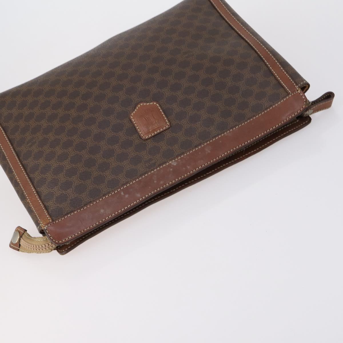 CELINE Macadam Canvas Shoulder Bag PVC Leather 5 Set Brown Beige Auth ki6173