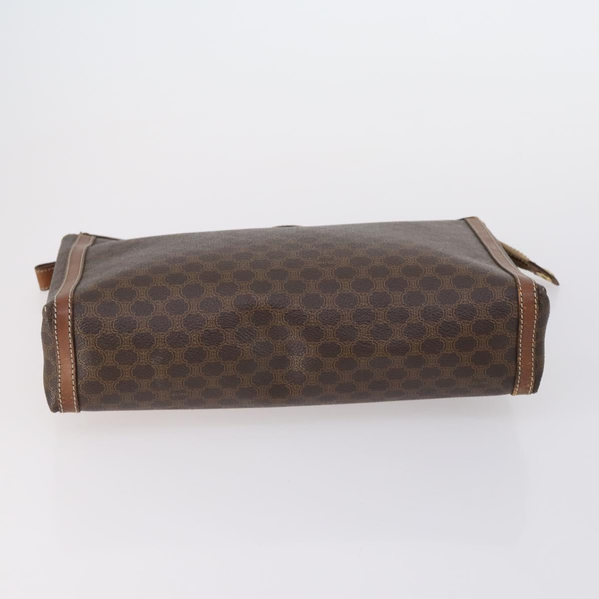 CELINE Macadam Canvas Shoulder Bag PVC Leather 5 Set Brown Beige Auth ki6173