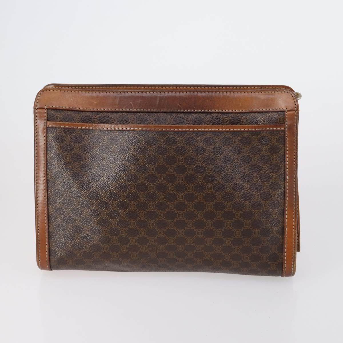 CELINE Macadam Canvas Shoulder Bag PVC Leather 5 Set Brown Beige Auth ki6173