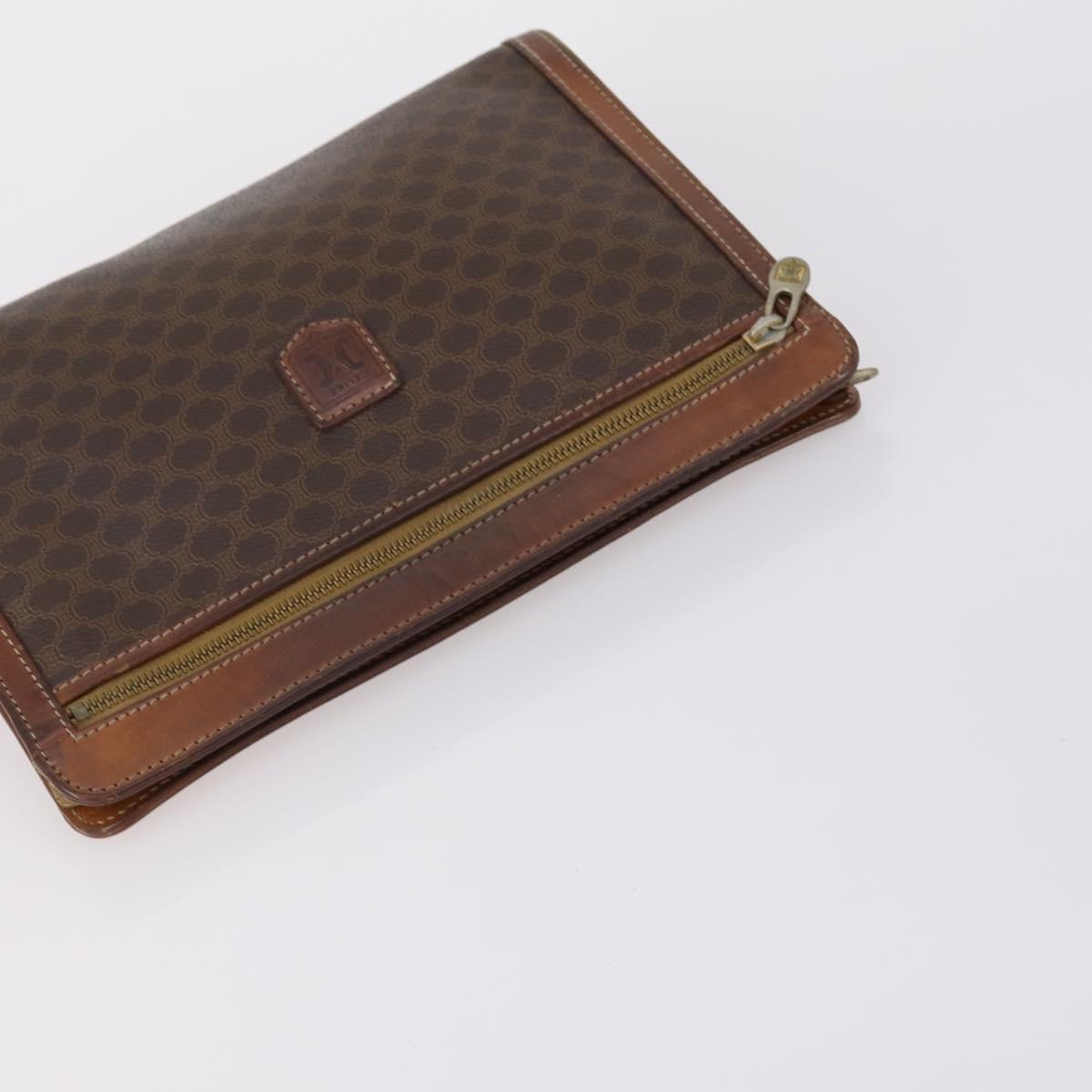 CELINE Macadam Canvas Shoulder Bag PVC Leather 5 Set Brown Beige Auth ki6173