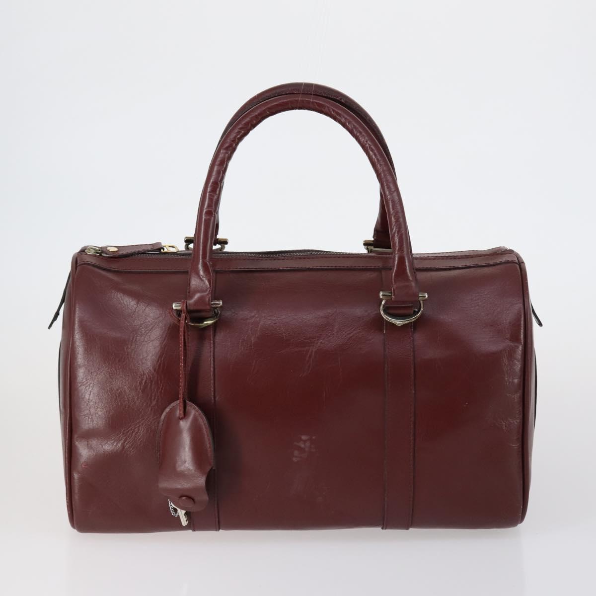 CARTIER Must Line Boston Bag Leather 3 Set Bordeaux Auth ki6175