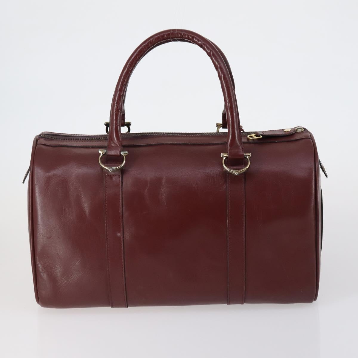 CARTIER Must Line Boston Bag Leather 3 Set Bordeaux Auth ki6175