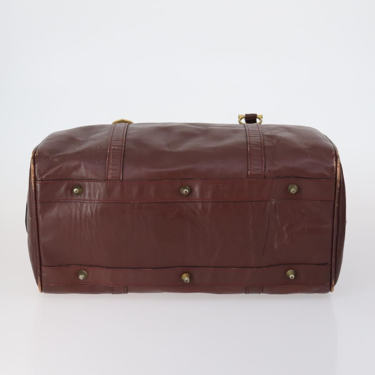 CARTIER Must Line Boston Bag Leather 3 Set Bordeaux Auth ki6175