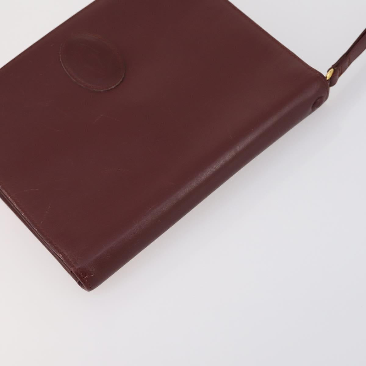 CARTIER Must Line Clutch Bag Leather 3 Set Bordeaux Auth ki6176