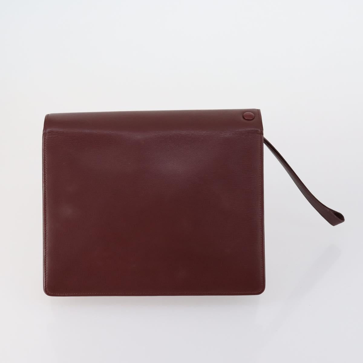 CARTIER Must Line Clutch Bag Leather 3 Set Bordeaux Auth ki6176