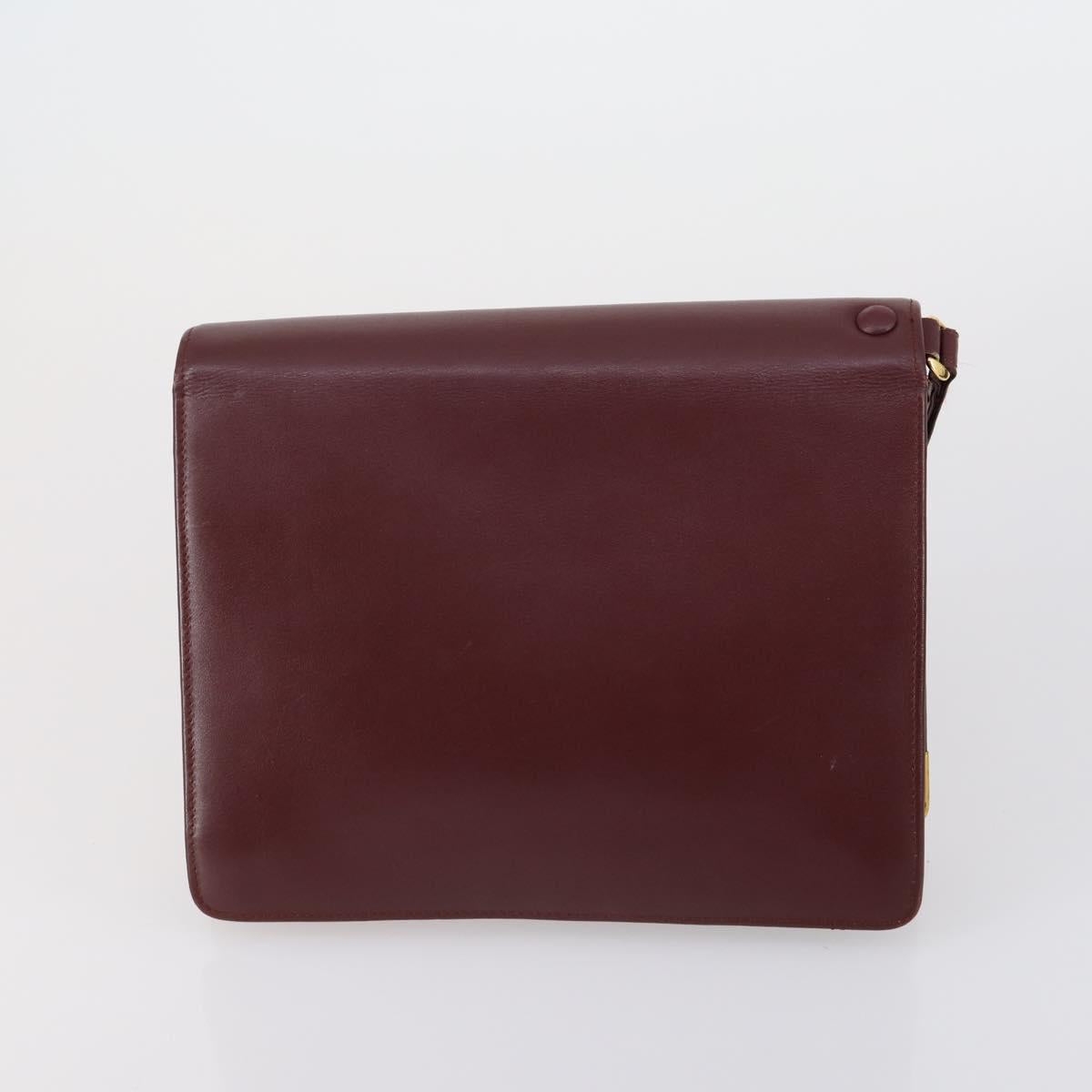CARTIER Must Line Clutch Bag Leather 3 Set Bordeaux Auth ki6176