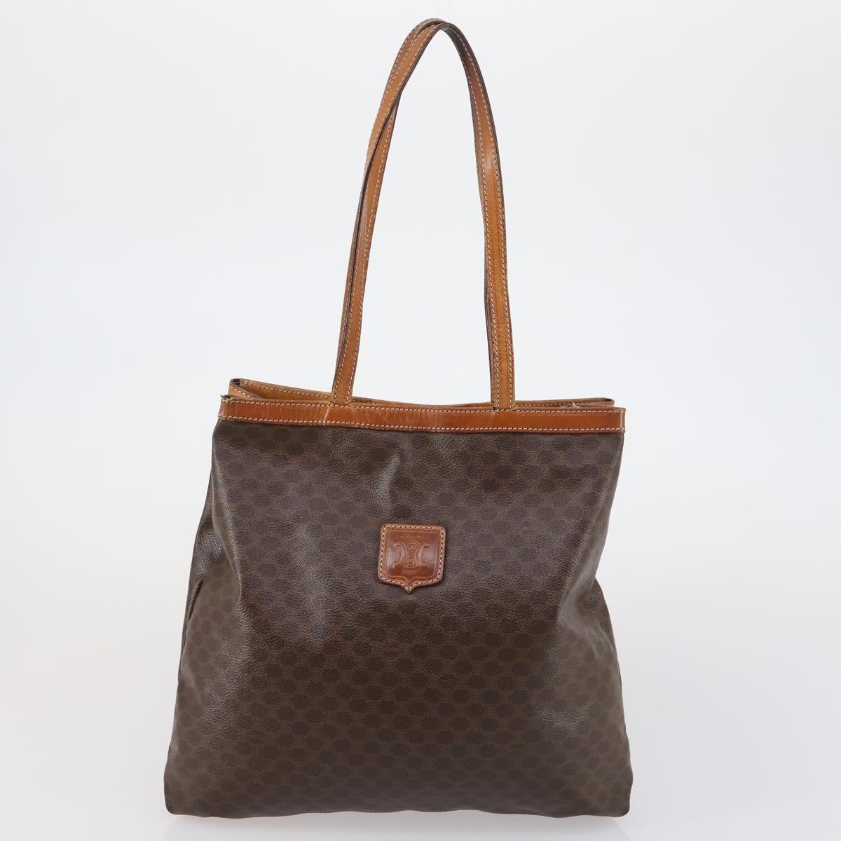 CELINE Macadam Canvas Shoulder Bag PVC 4 Set Beige Brown Auth ki6177