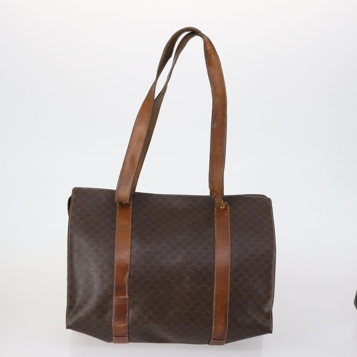 CELINE Macadam Canvas Shoulder Bag PVC 4 Set Beige Brown Auth ki6177