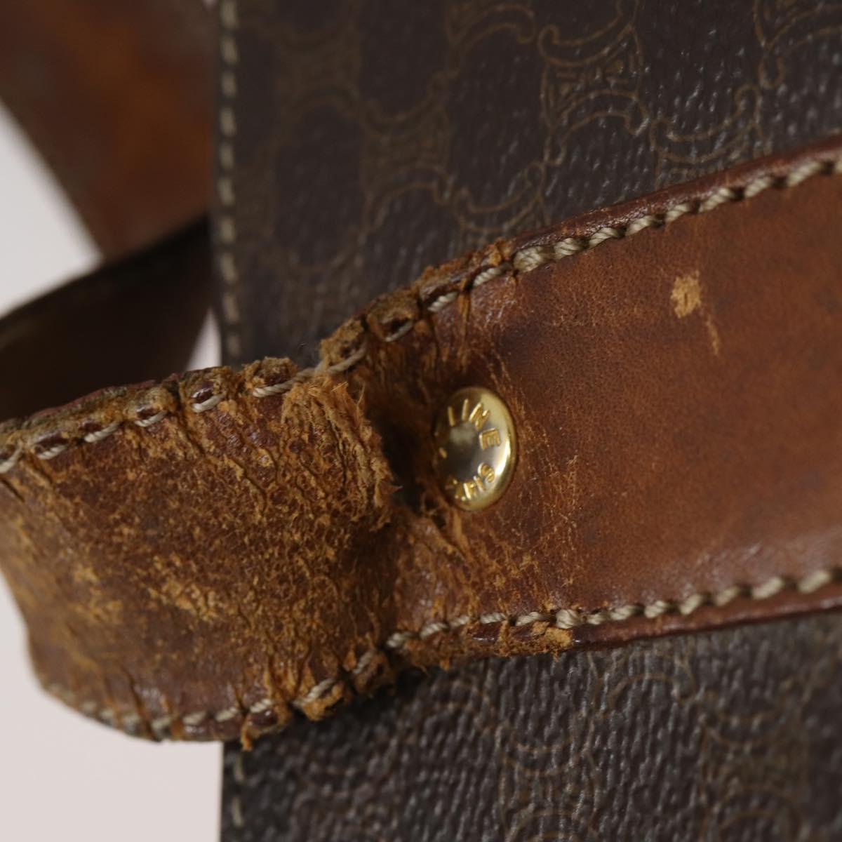 CELINE Macadam Canvas Shoulder Bag PVC 4 Set Beige Brown Auth ki6177