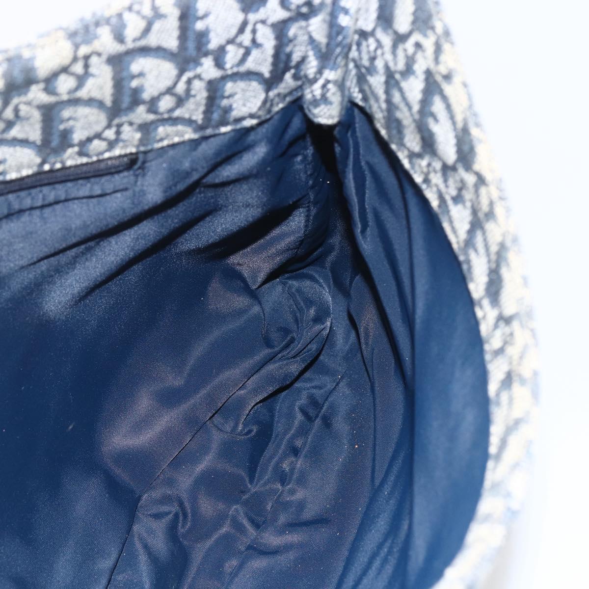 Christian Dior Trotter Canvas Shoulder Bag Navy Silver Auth ki6178