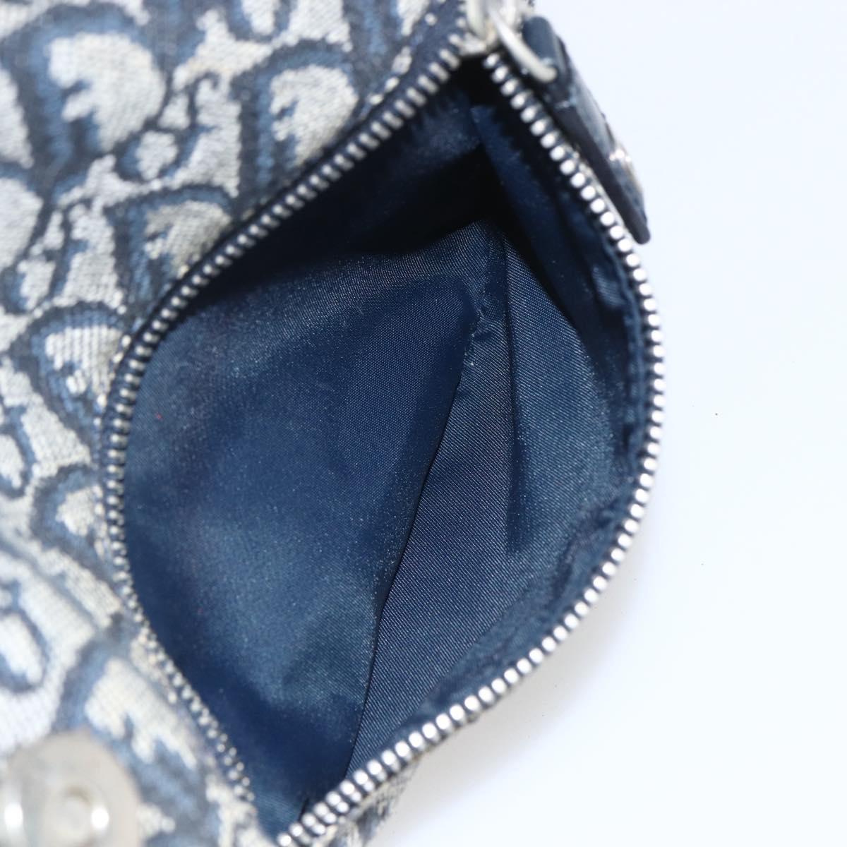 Christian Dior Trotter Canvas Shoulder Bag Navy Silver Auth ki6178