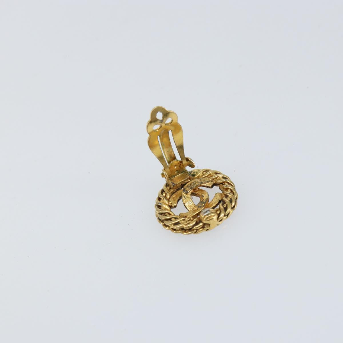 CHANEL COCO Mark Earring metal Gold CC Auth ki6182
