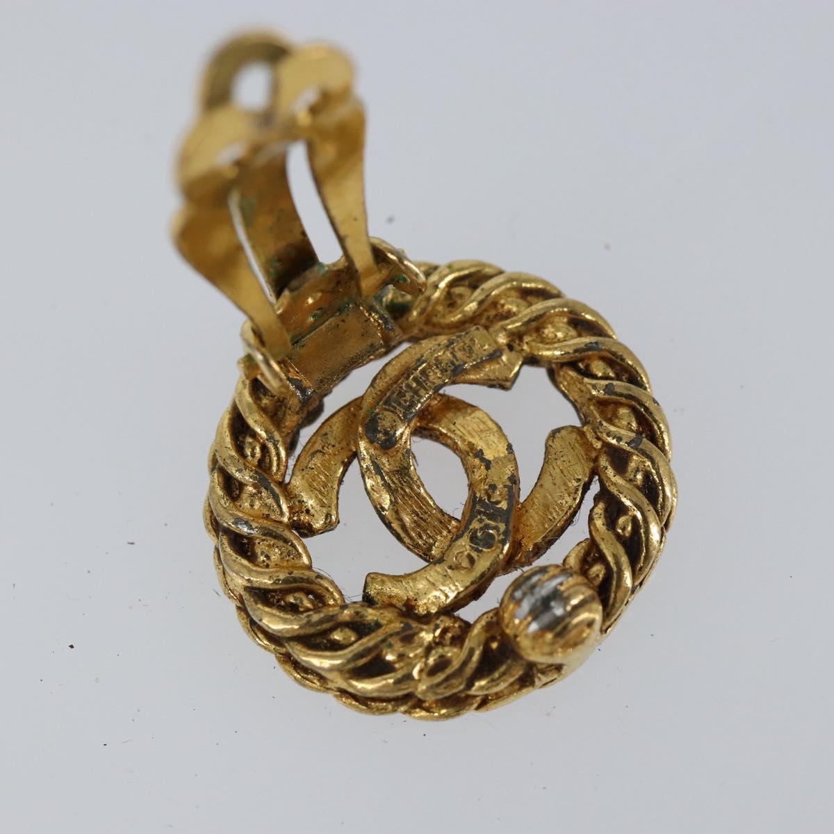 CHANEL COCO Mark Earring metal Gold CC Auth ki6182