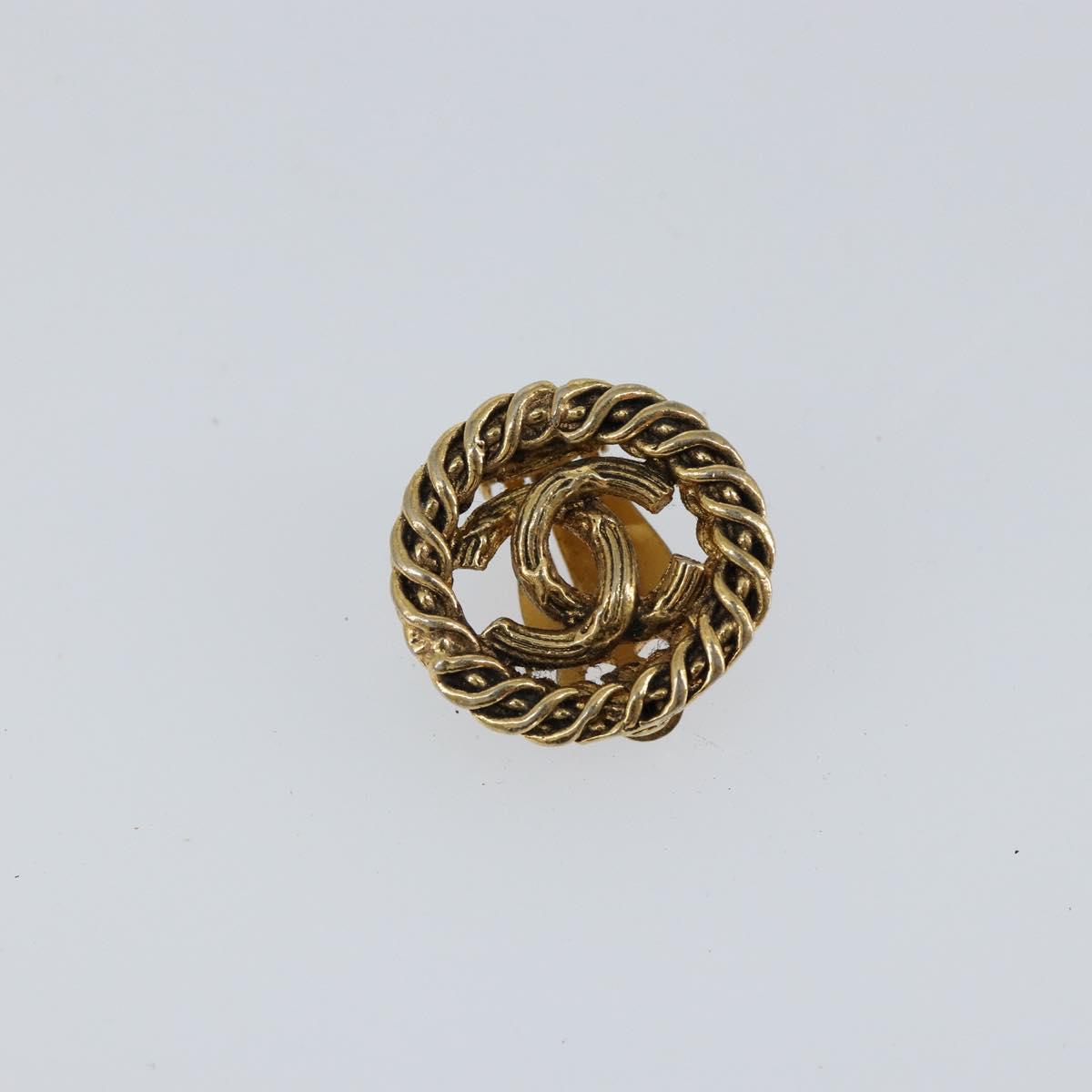 CHANEL COCO Mark Earring metal Gold CC Auth ki6182