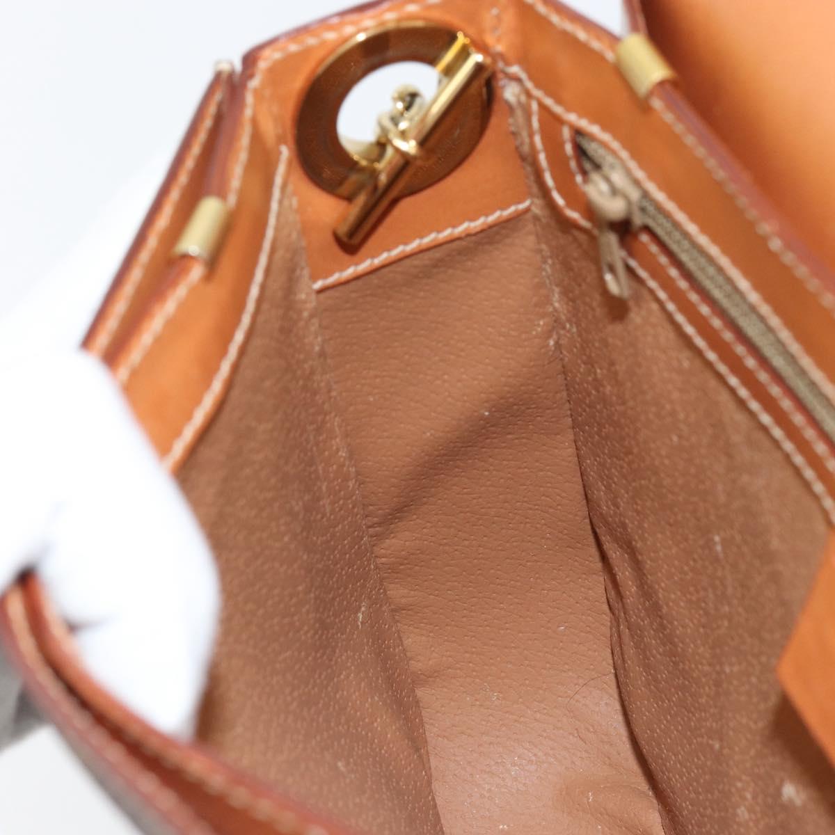 CELINE Macadam Canvas Shoulder Bag PVC Leather Brown Gold Auth ki6185