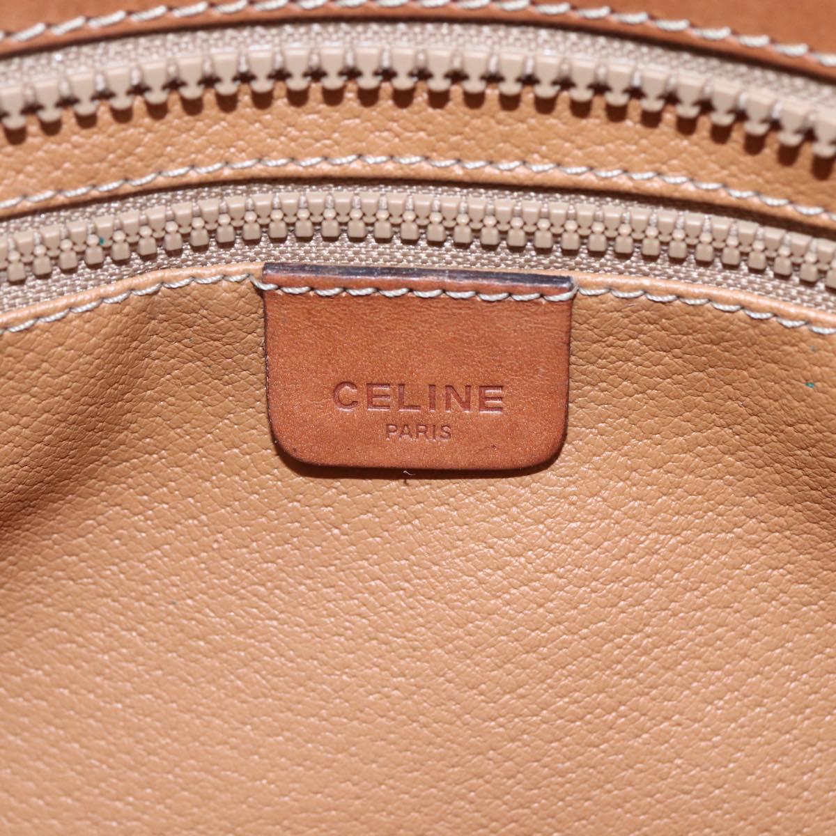 CELINE Macadam Canvas Hand Bag PVC Leather Brown Gold Auth ki6186