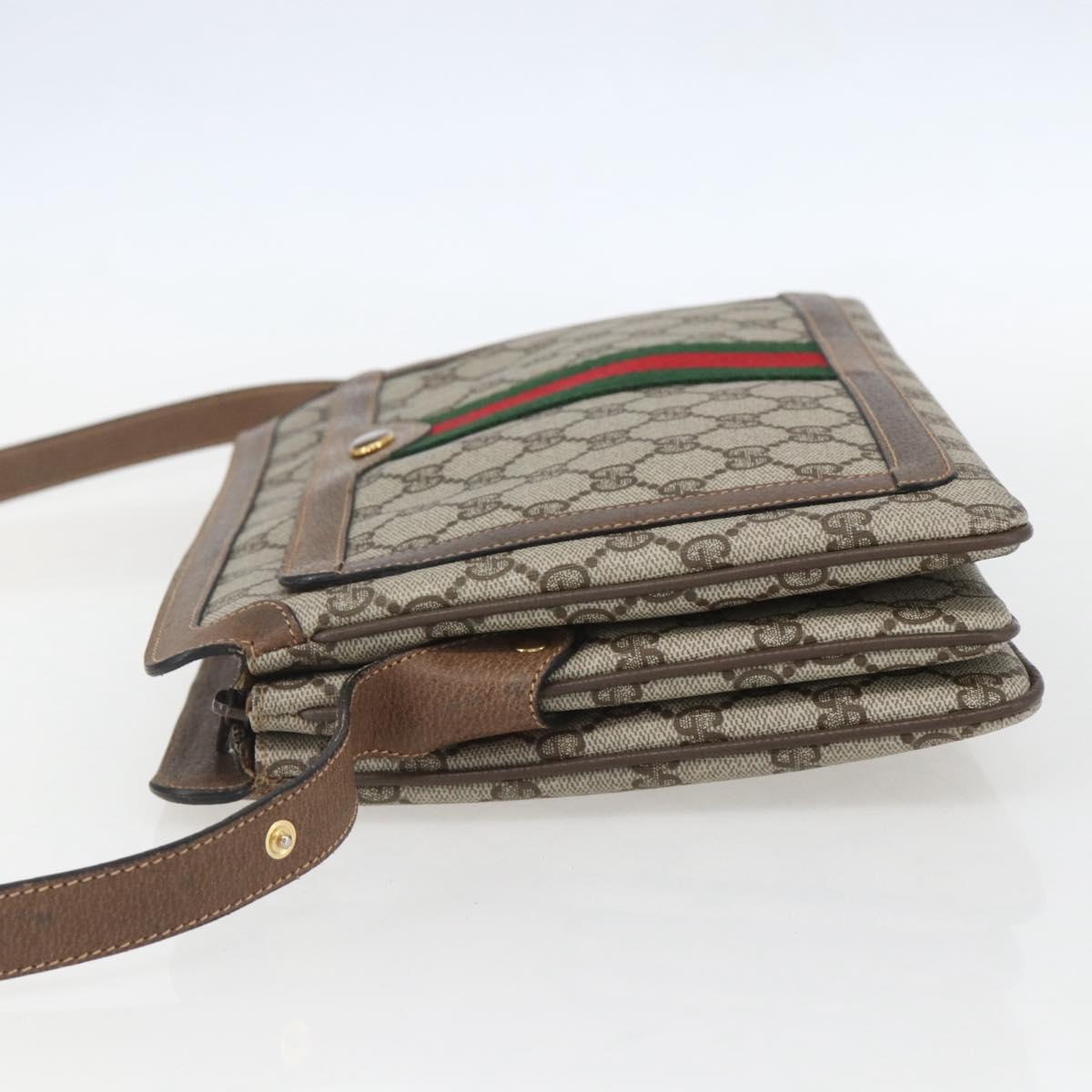 GUCCI GG Supreme Web Sherry Line Bag PVC Beige Gold 904 02 013 Auth ki6187