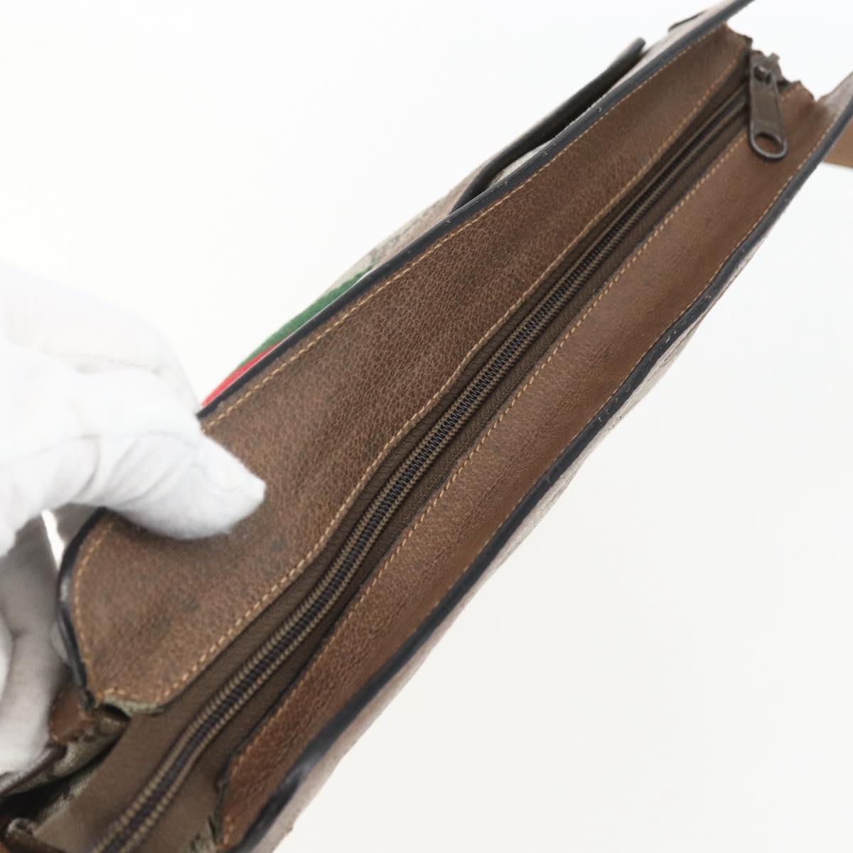 GUCCI GG Supreme Web Sherry Line Bag PVC Beige Gold 904 02 013 Auth ki6187