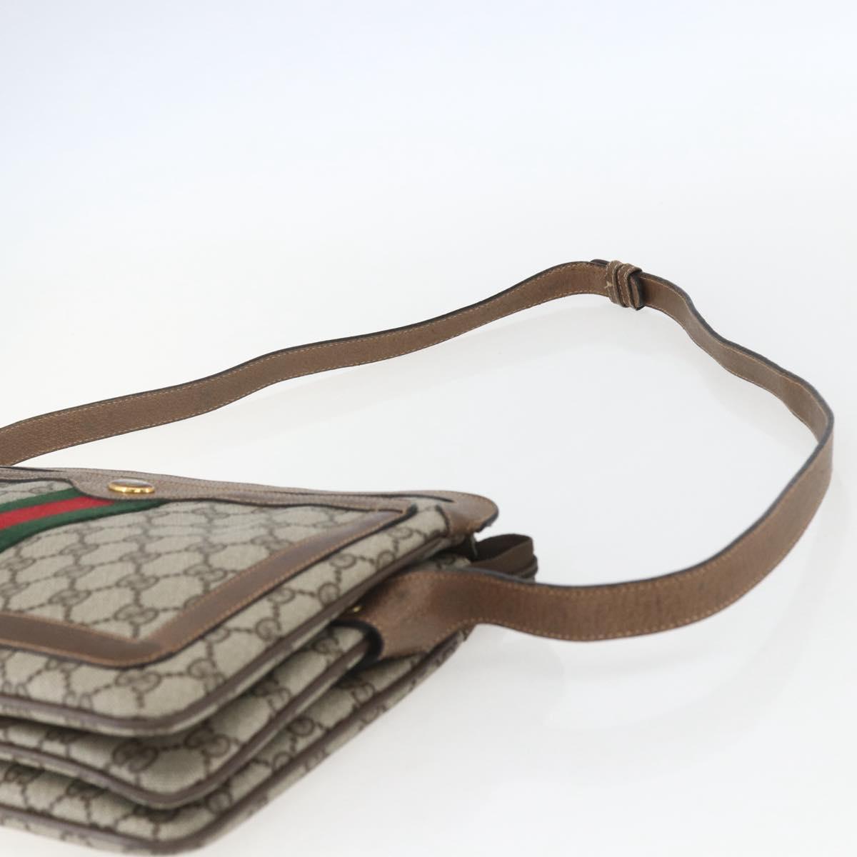 GUCCI GG Supreme Web Sherry Line Bag PVC Beige Gold 904 02 013 Auth ki6187