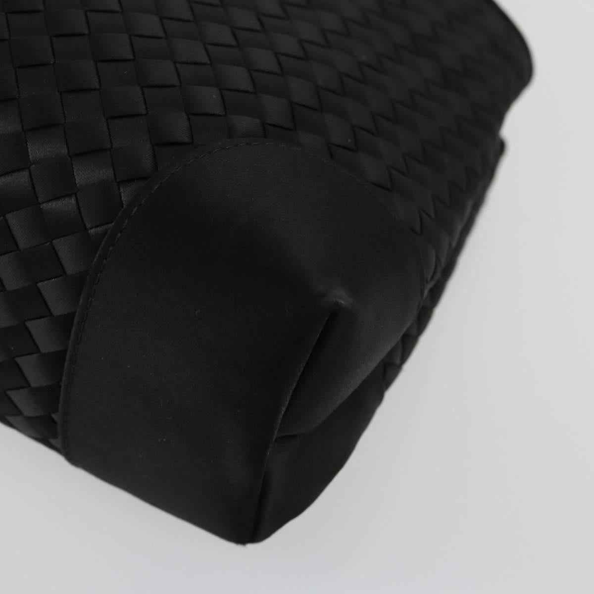 BOTTEGA VENETA INTRECCIATO Hand Bag Satin Black Gold Auth ki6189