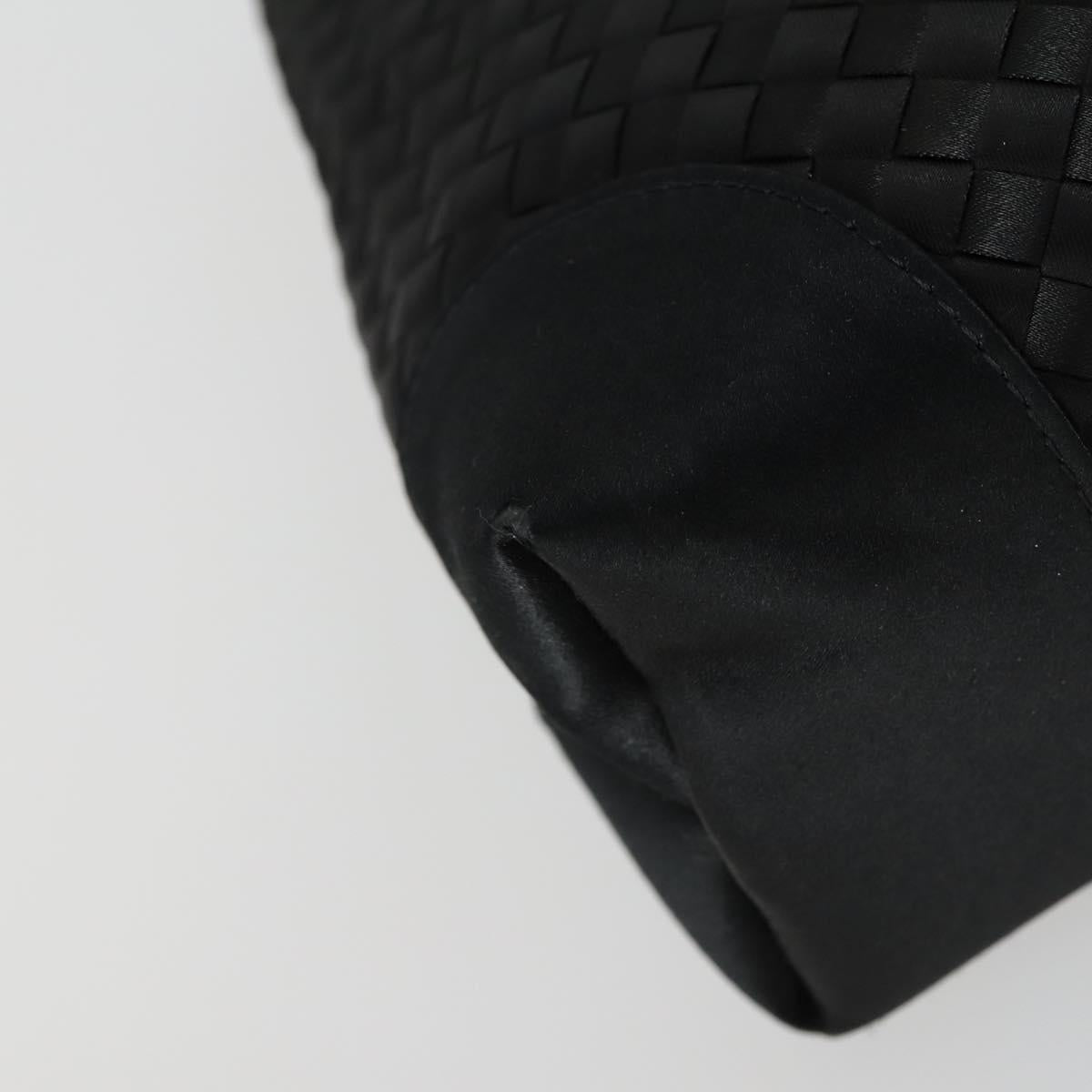 BOTTEGA VENETA INTRECCIATO Hand Bag Satin Black Gold Auth ki6189
