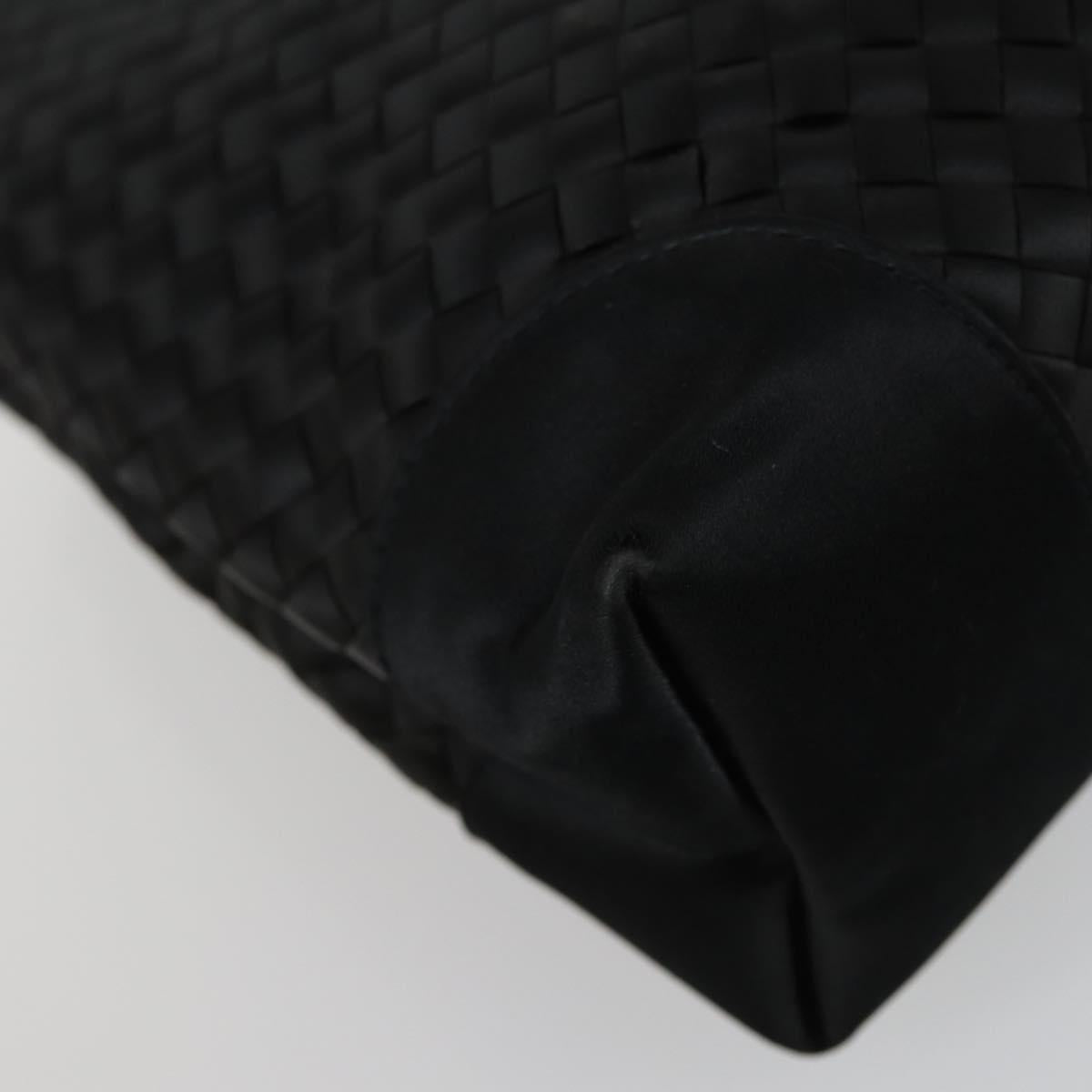 BOTTEGA VENETA INTRECCIATO Hand Bag Satin Black Gold Auth ki6189