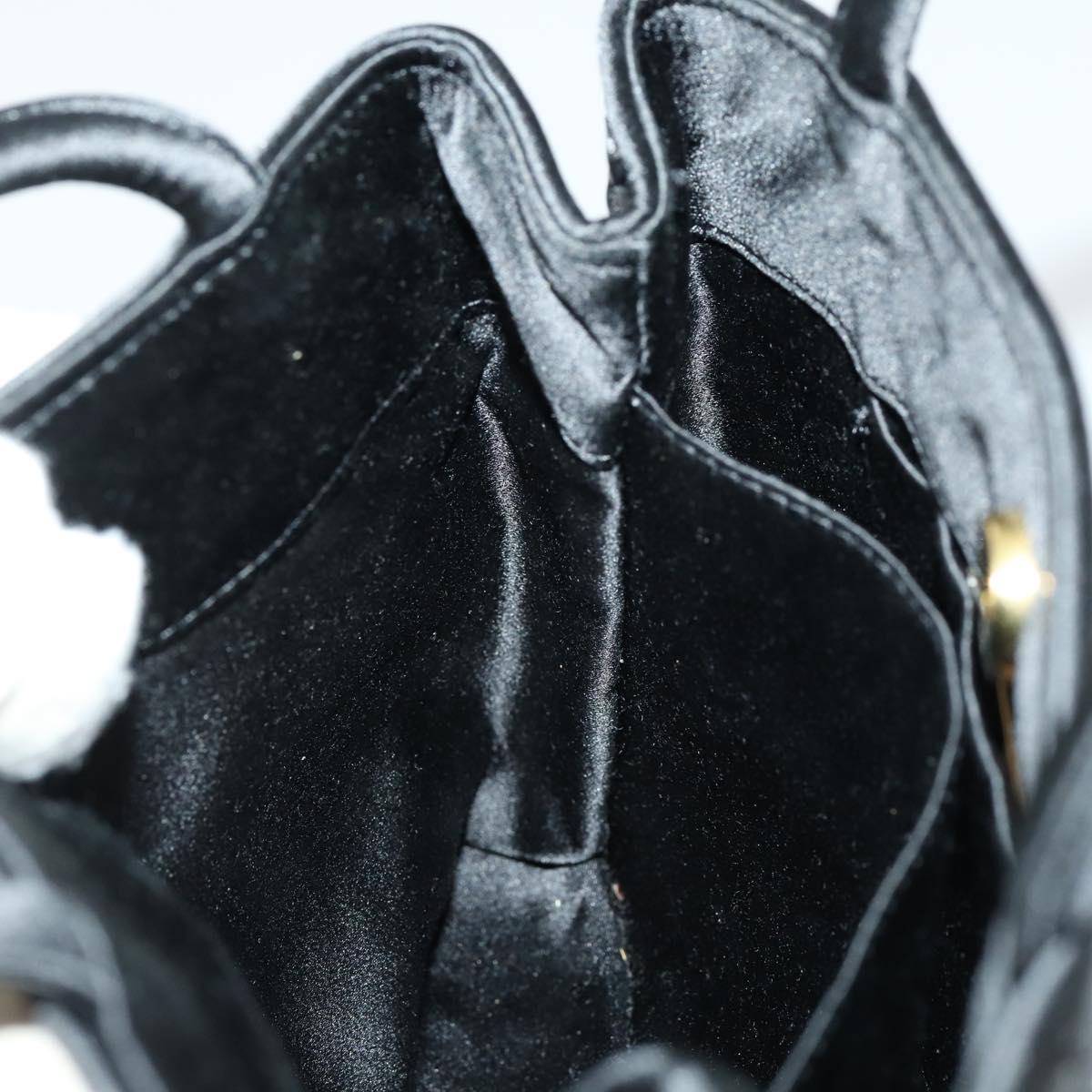 BOTTEGA VENETA INTRECCIATO Hand Bag Satin Black Gold Auth ki6189