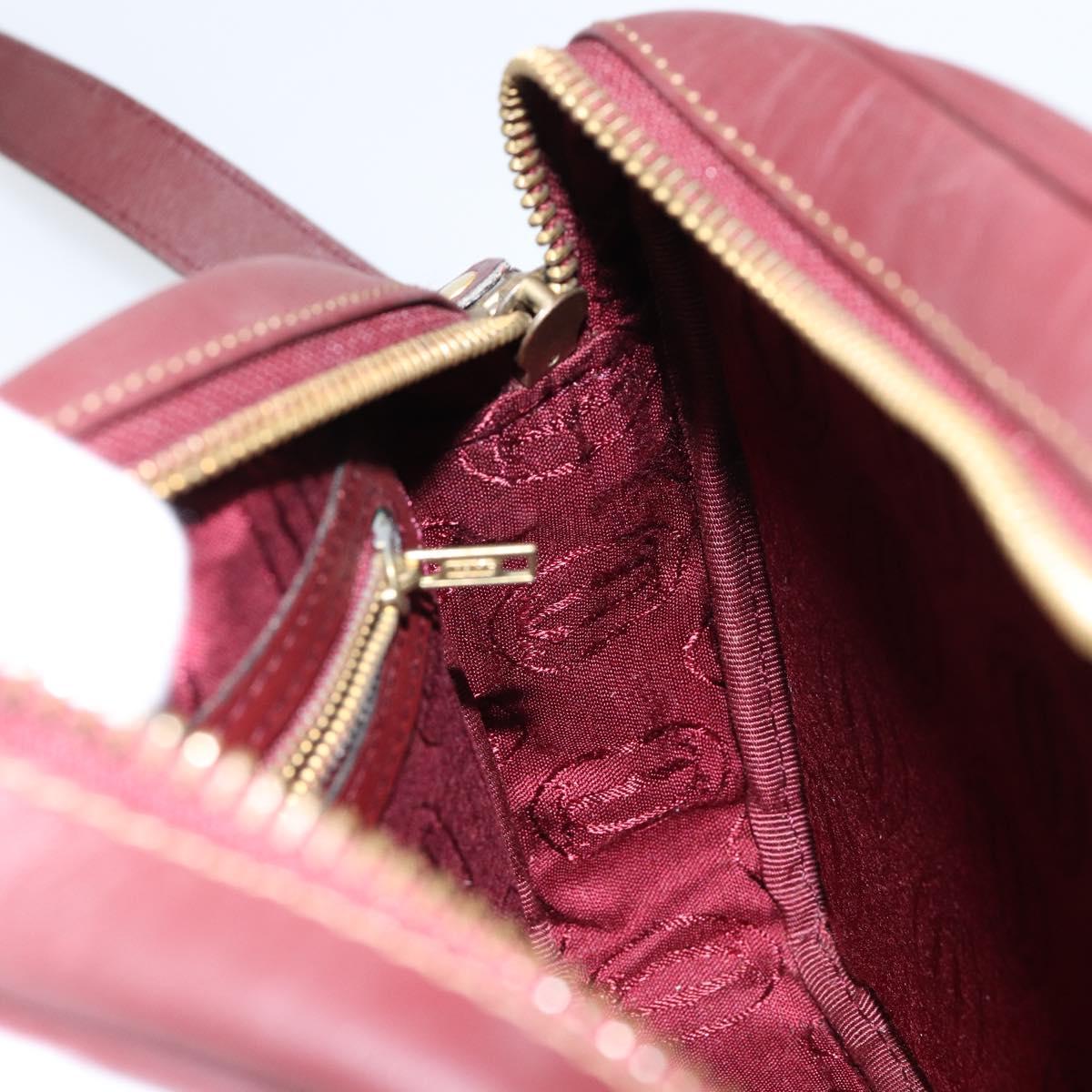 CARTIER Must Line Shoulder Bag Leather Bordeaux Gold Auth ki6196
