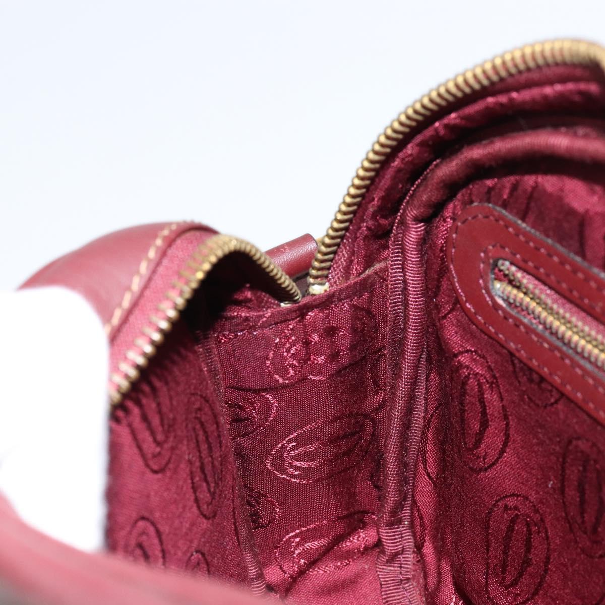 CARTIER Must Line Shoulder Bag Leather Bordeaux Gold Auth ki6196
