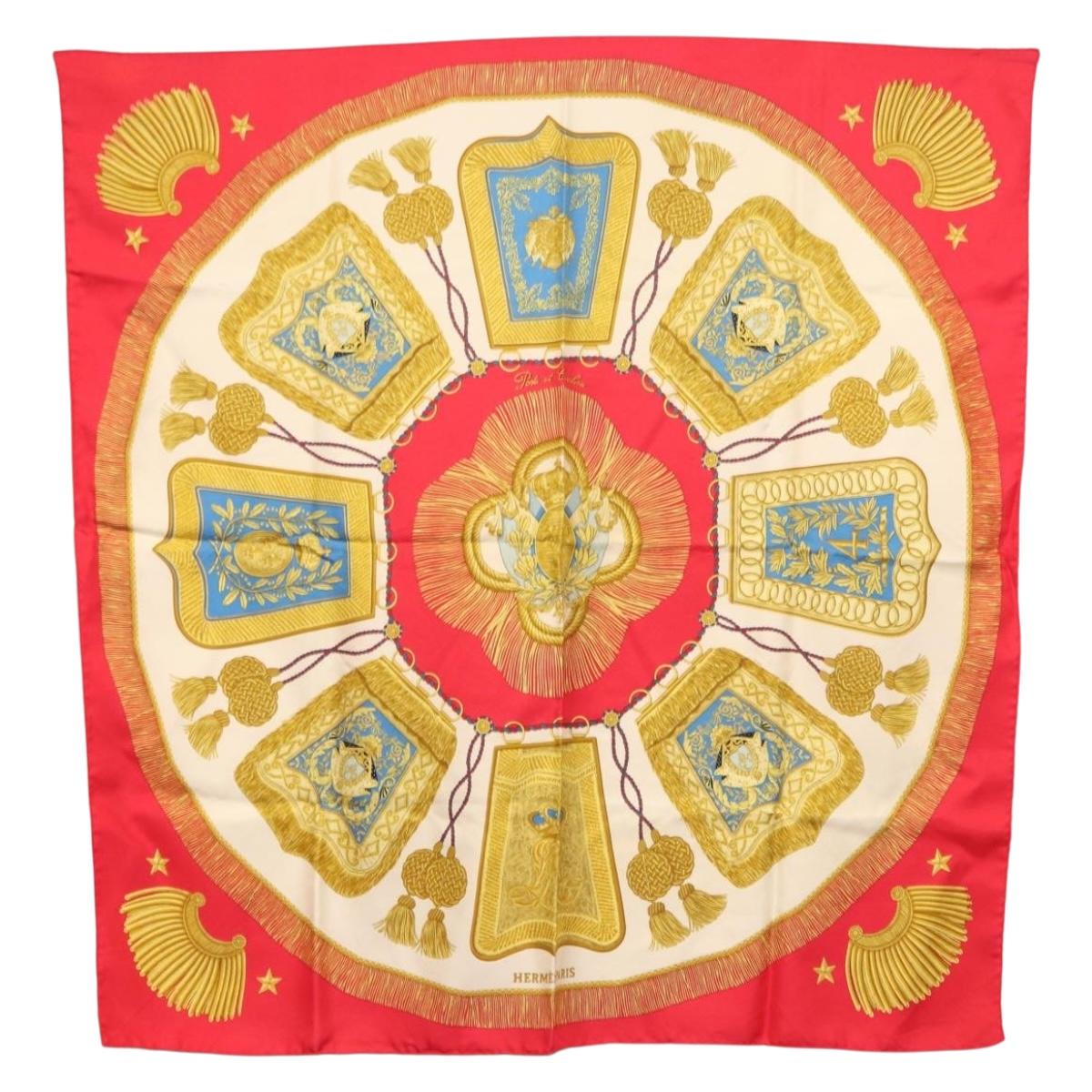 HERMES Carre 90 Scarf Silk Red Auth ki6200