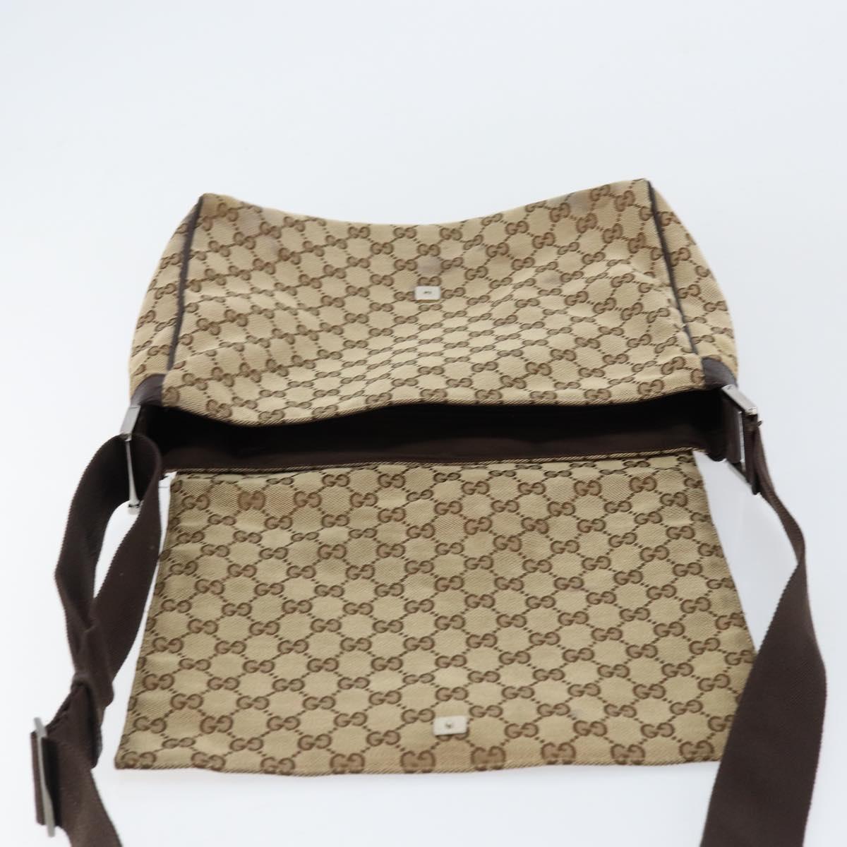 GUCCI GG Canvas Shoulder Bag Beige Silver 146236 Auth ki6202