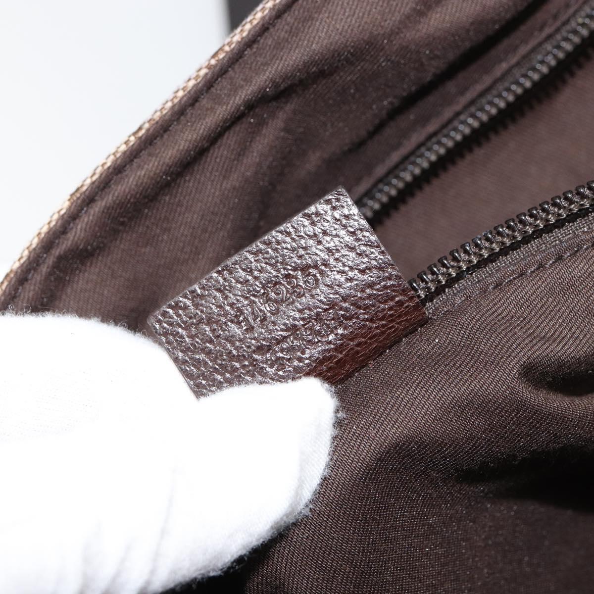 GUCCI GG Canvas Shoulder Bag Beige Silver 146236 Auth ki6202