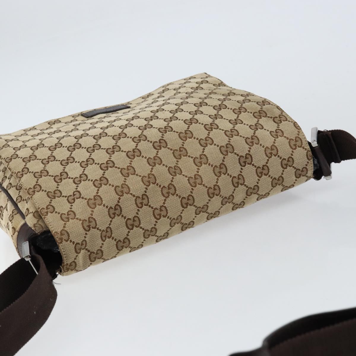 GUCCI GG Canvas Shoulder Bag Beige Silver 146236 Auth ki6202