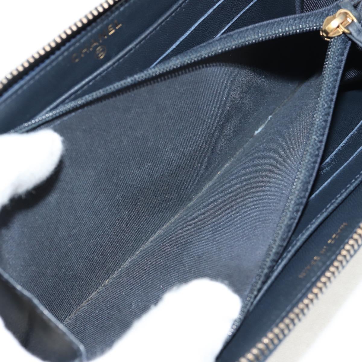 CHANEL 2.55 Zip Around Wallet Denim Blue Gold CC Auth ki6204M