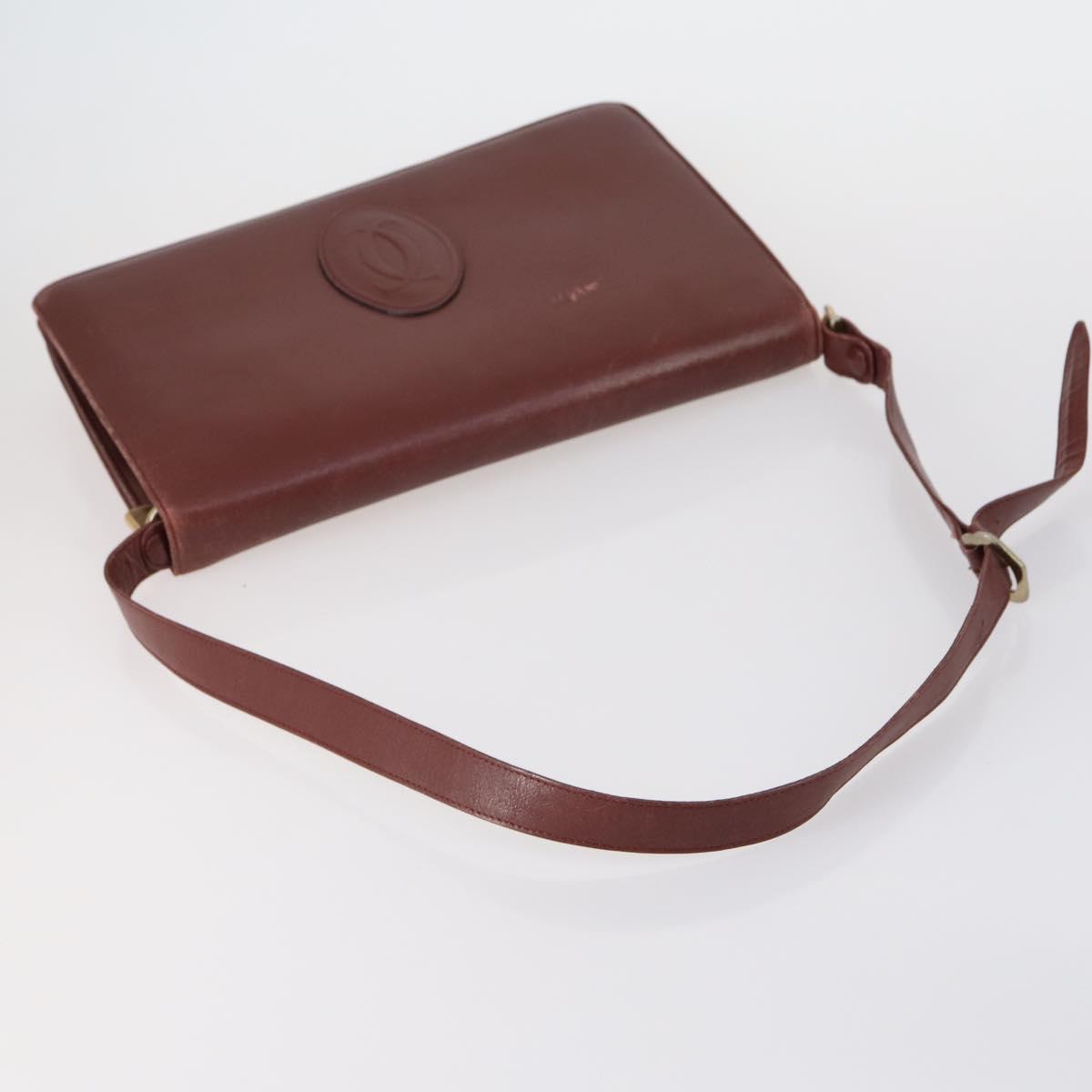 CARTIER Must Line Shoulder Bag Leather 4 Set Bordeaux Auth ki6207