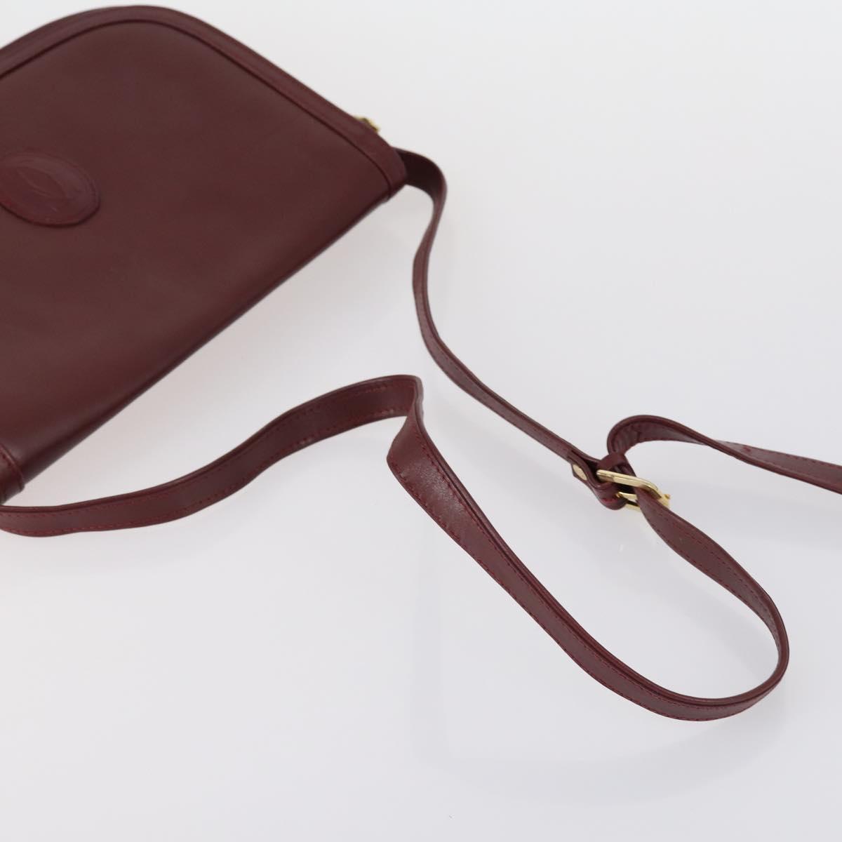 CARTIER Must Line Shoulder Bag Leather 4 Set Bordeaux Auth ki6207