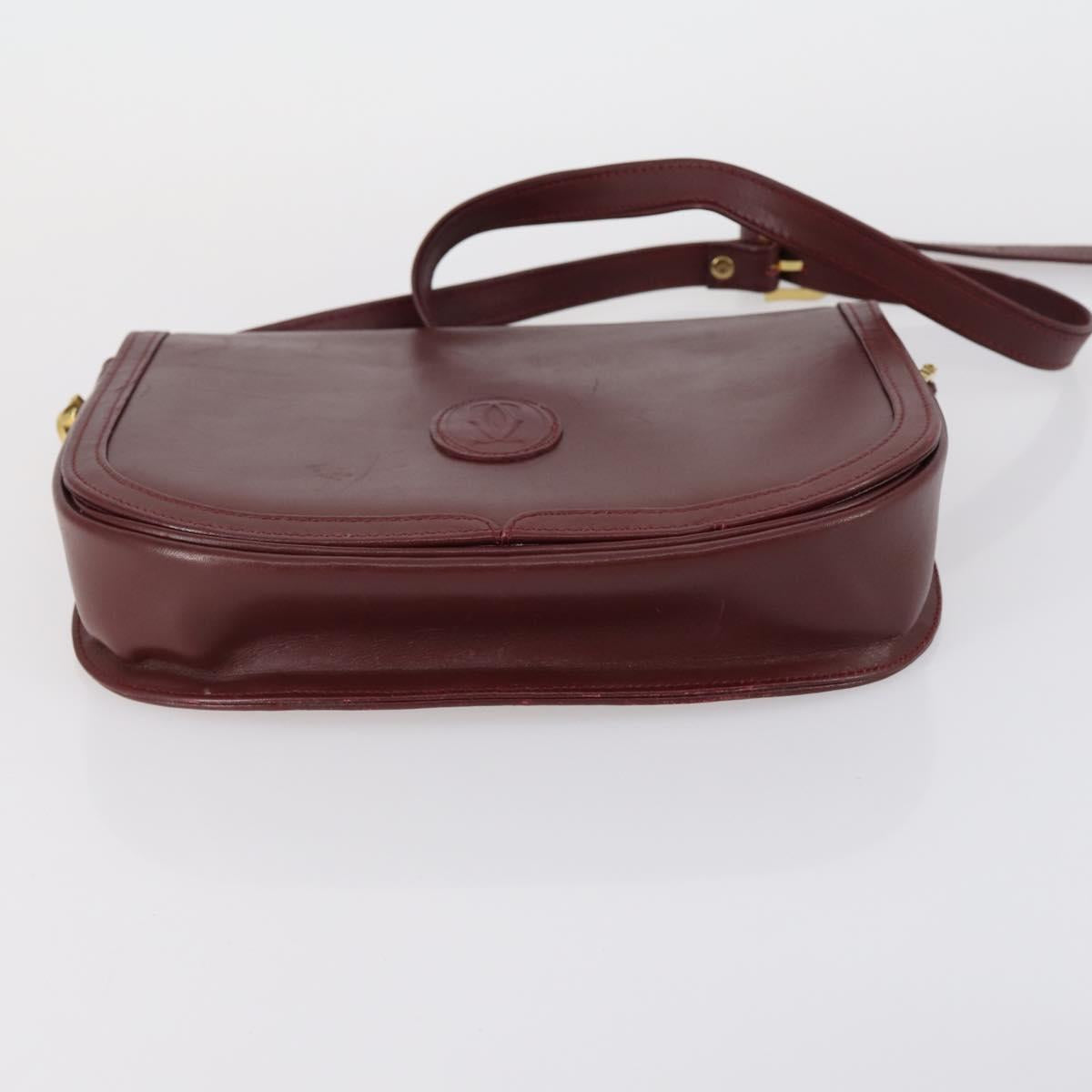 CARTIER Must Line Shoulder Bag Leather 4 Set Bordeaux Auth ki6207